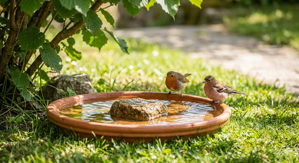 Abreuvoir pour passereaux du jardin